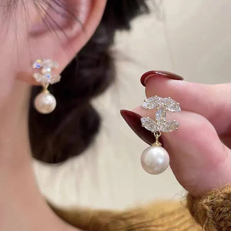 铜合金仿珍珠耳饰 925银针轻奢高级耳环小众简约新款