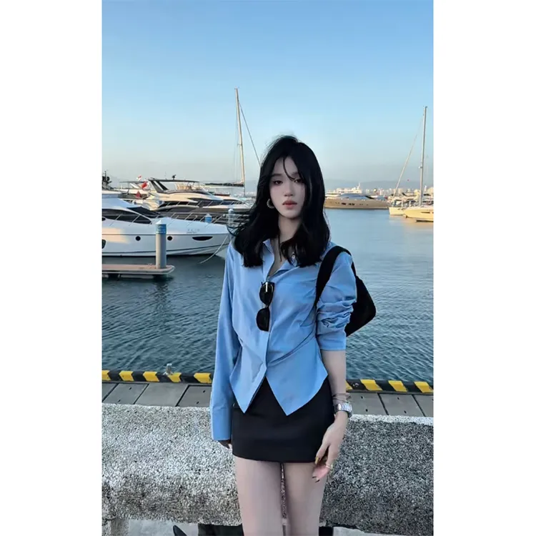 2025春季新款时尚韩系洋气减龄高级感长袖衬衫高腰百搭显瘦半身裙