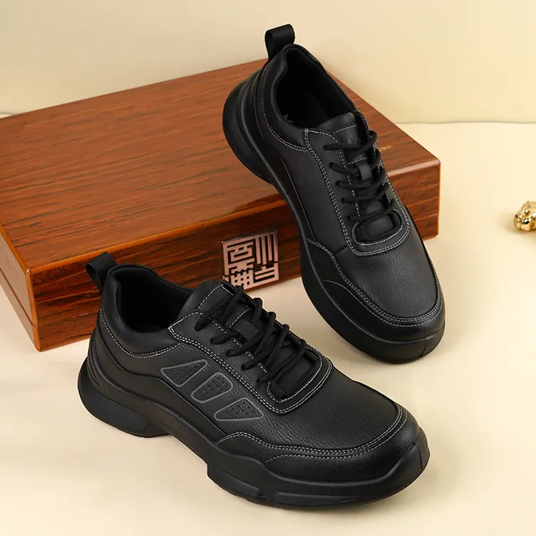 木林森户外休闲鞋男秋冬新款防滑百搭男鞋子真皮软底爸爸皮鞋男士