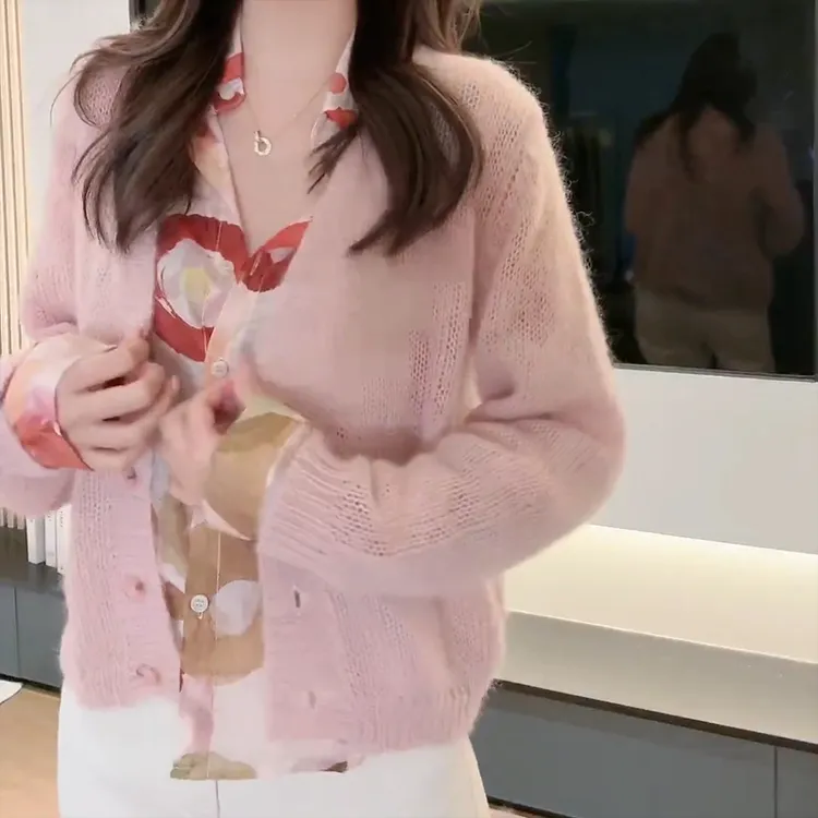 洋气温柔减龄毛衣慵懒风宽松显瘦长袖针织开衫防晒外套女春