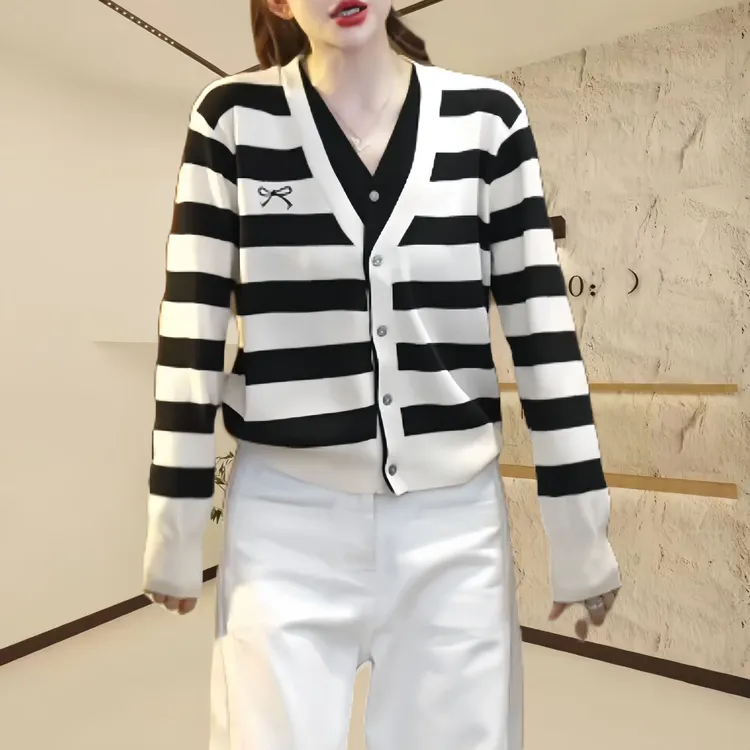 2025新款春夏百搭显瘦宽松冰丝毛衣针织衫上衣假两件休闲柔软开衫