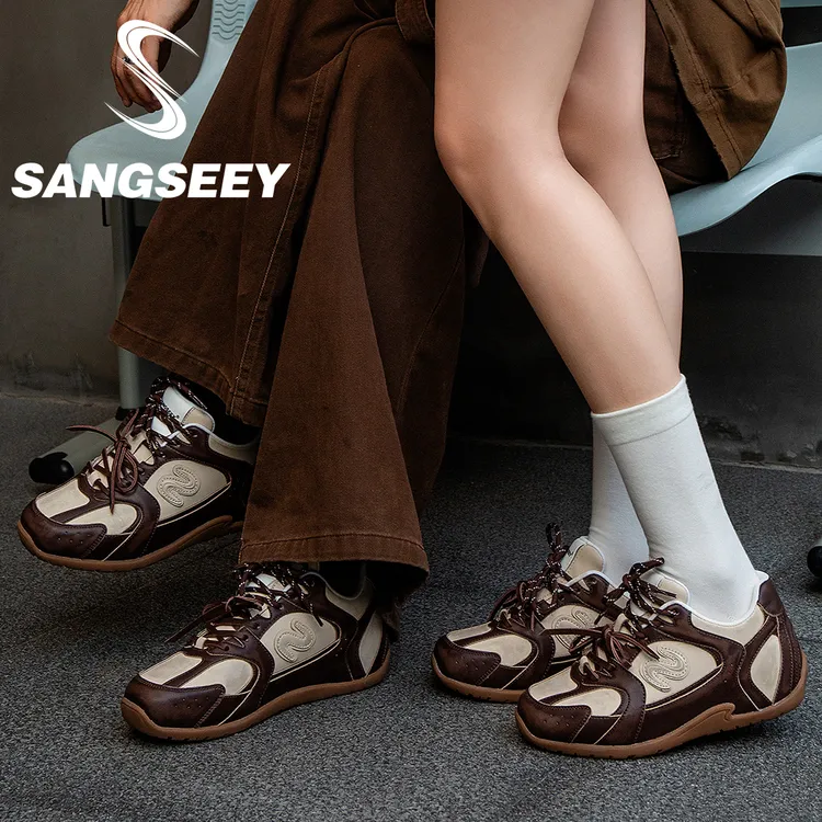 [增高5cm]复古擦色做旧休闲男女板鞋牛皮情侣防滑增高薄底德训鞋