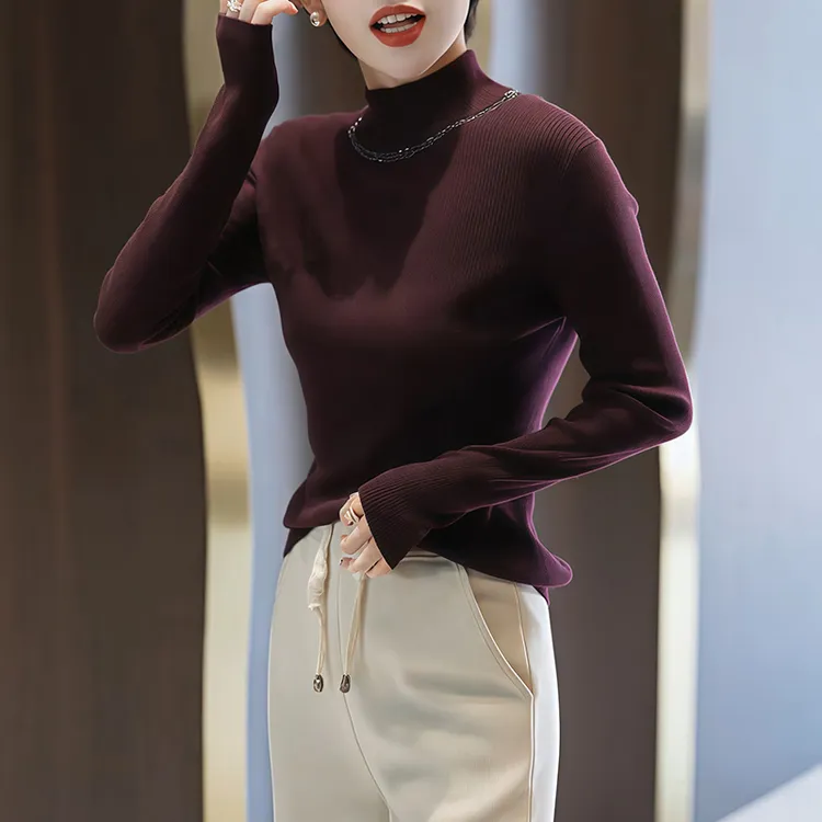 时髦减龄保暖百搭针织衫冬季新款休闲简约长袖软糯舒适修身上衣女