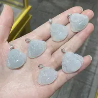 Y28天然翡翠A货佛公S925银镶吊坠（多样性发其一）