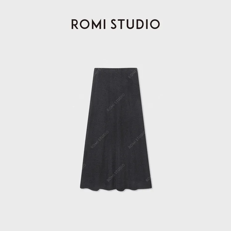 ROMI STUDIO“云感徜徉”绵羊毛混纺优雅软糯微A半身裙 RWCAX86827