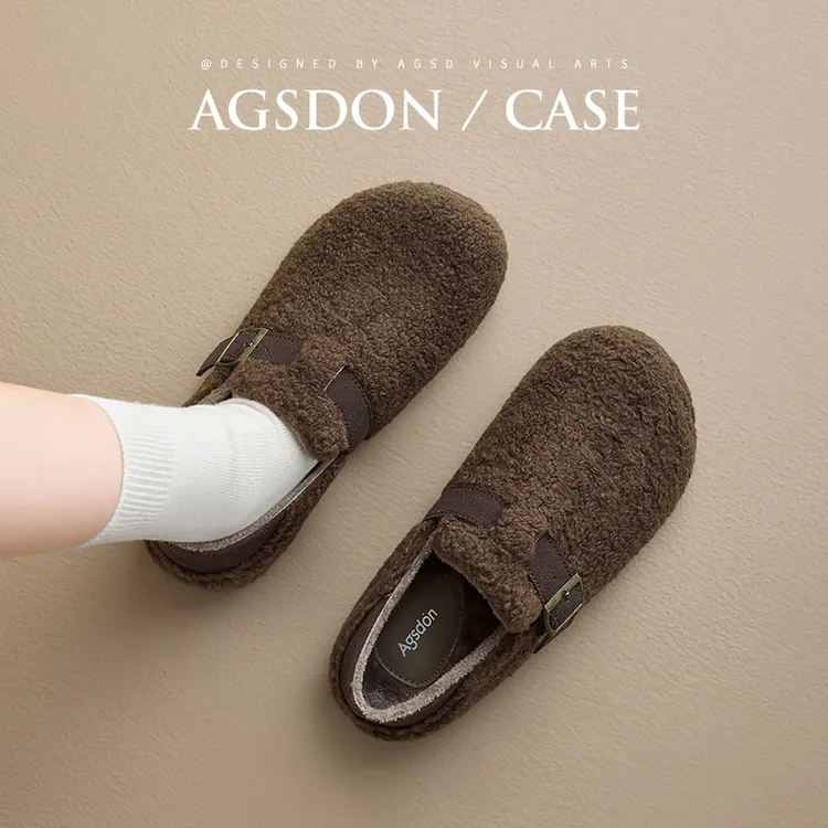 /奥古狮登加绒勃肯鞋女2025新款冬季厚底毛绒棉鞋保暖雪地靴爆款Q