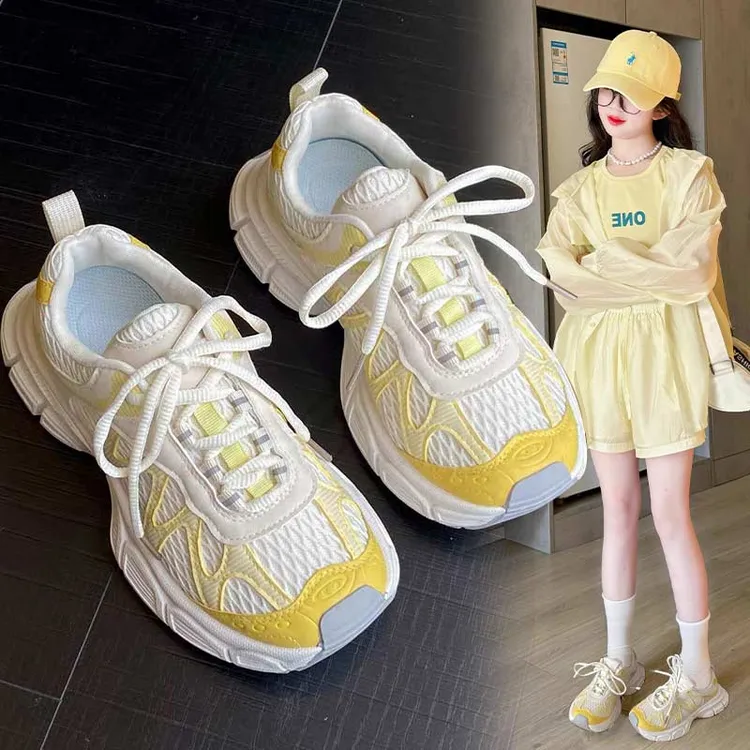 小女孩老爹鞋2025夏季新款网面轻便百搭中大童儿童运动鞋女童鞋子