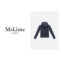 王嬛嬛MsLime混纺长袖连帽半拉链T恤 HC2C1331
