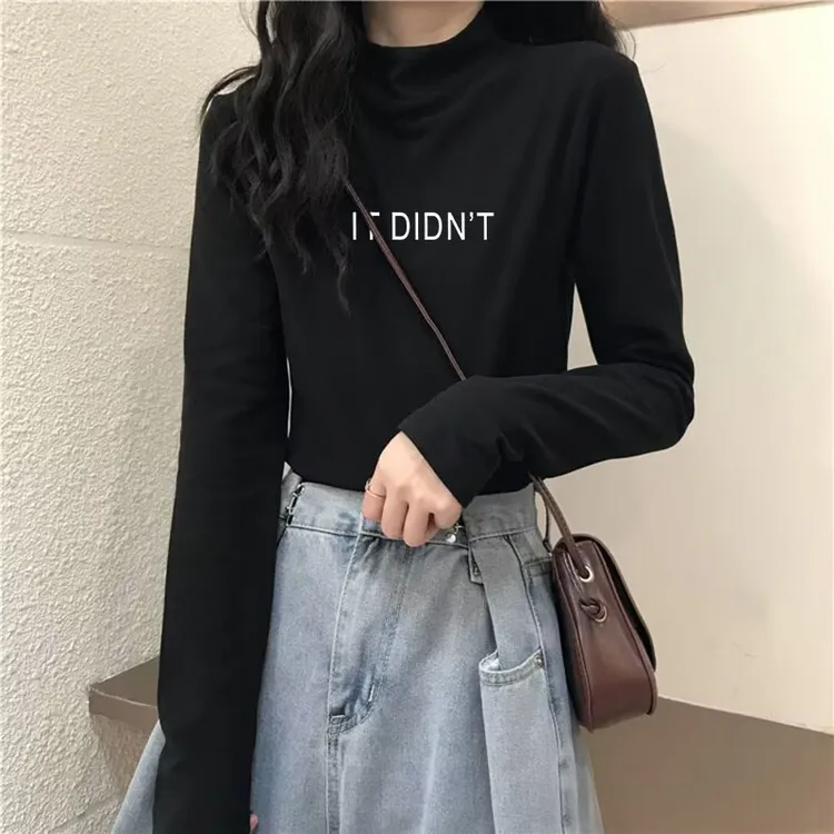 德绒半高领打底衫女内搭加绒上衣女2025秋冬洋气百搭白色长袖T恤 