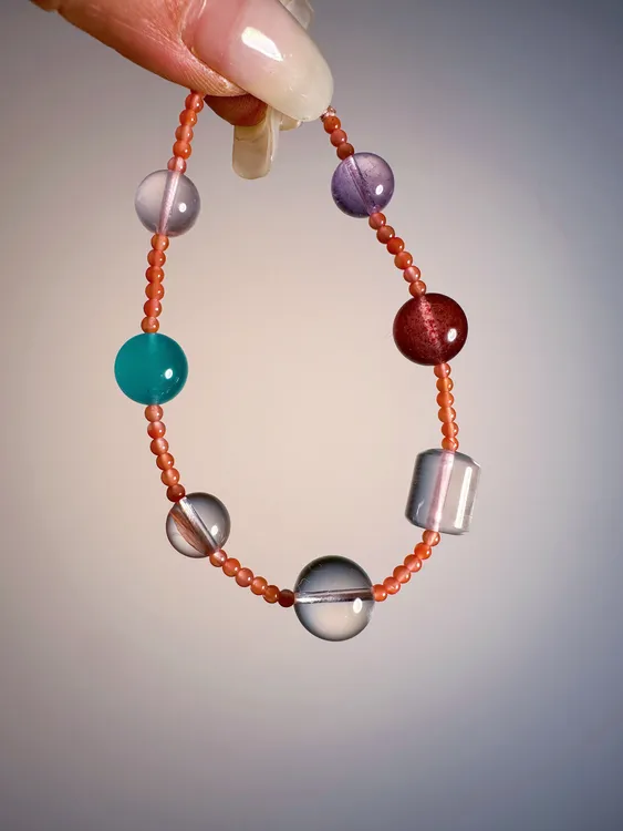 天然水晶多宝手链/手串礼物、天然南红、