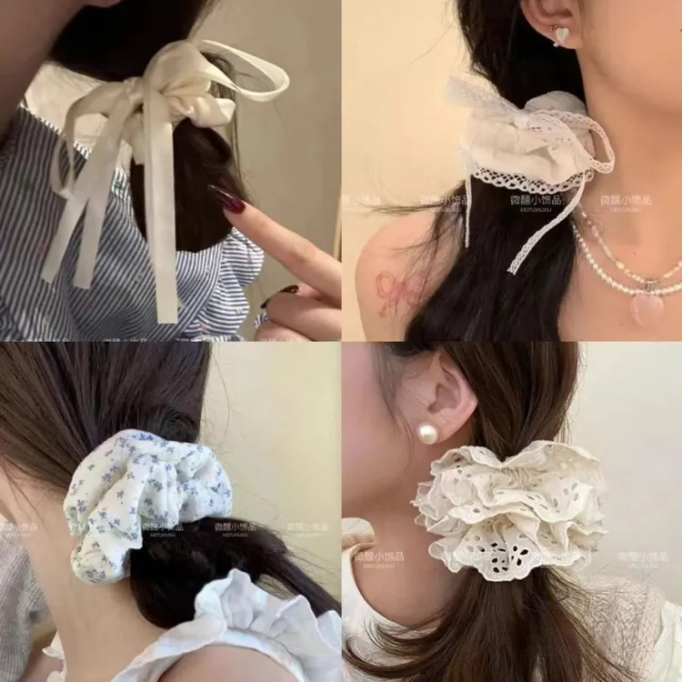 韩系温柔蝴蝶结大肠2024绳网发圈马尾头绳少女心发圈半扎发饰