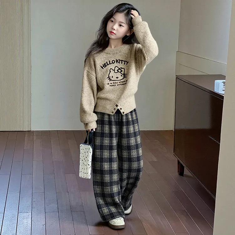 女童毛衣春秋款2025新款秋装儿童春装时髦套装女孩洋气衣服两件套