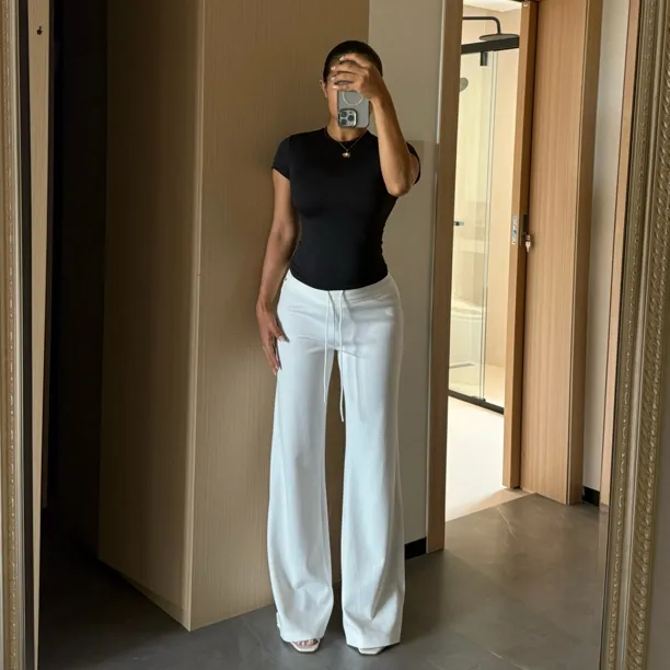 lamermaidus美人鱼高腰垂感拖地直筒瑜伽休闲运动长裤