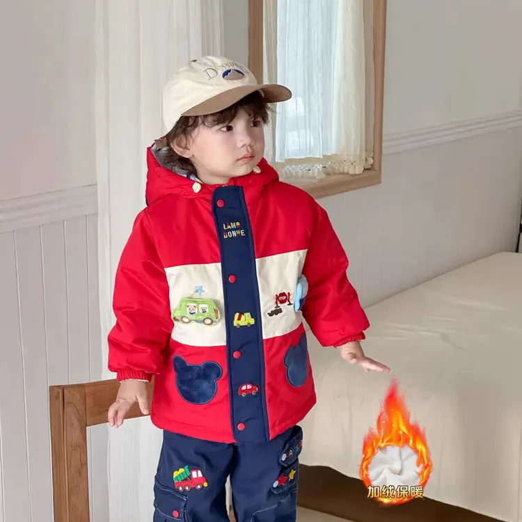 儿童棉服25冬季新款加厚棉服宝宝棉服保暖童装女童男童加绒外套 