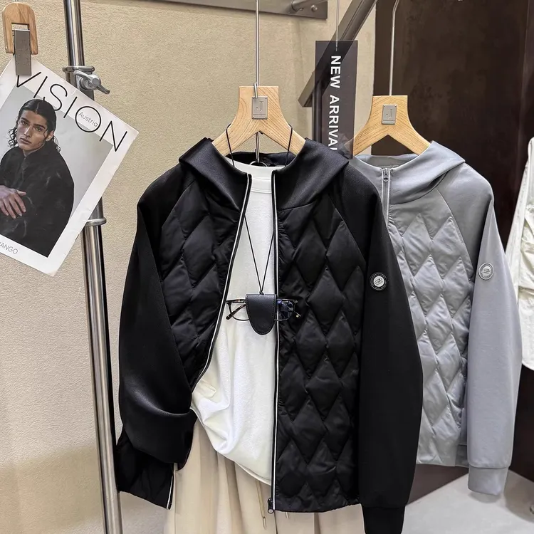载入史册！羽绒标杆！杭州货 2000+拼接卫衣连帽90绒男轻薄羽绒服