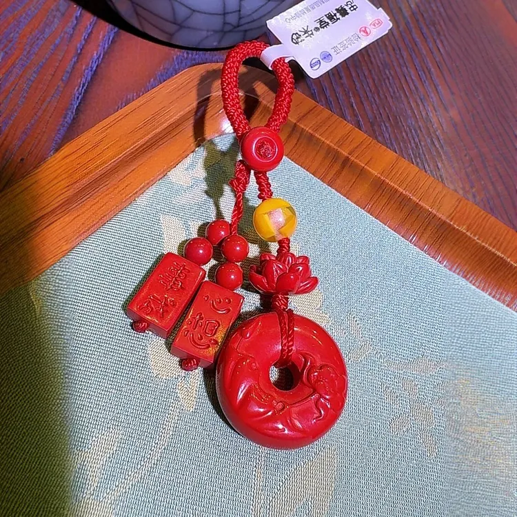 含辰砂工艺品忠義福堂朱砂心想事成莲花挂件A款（红砂）