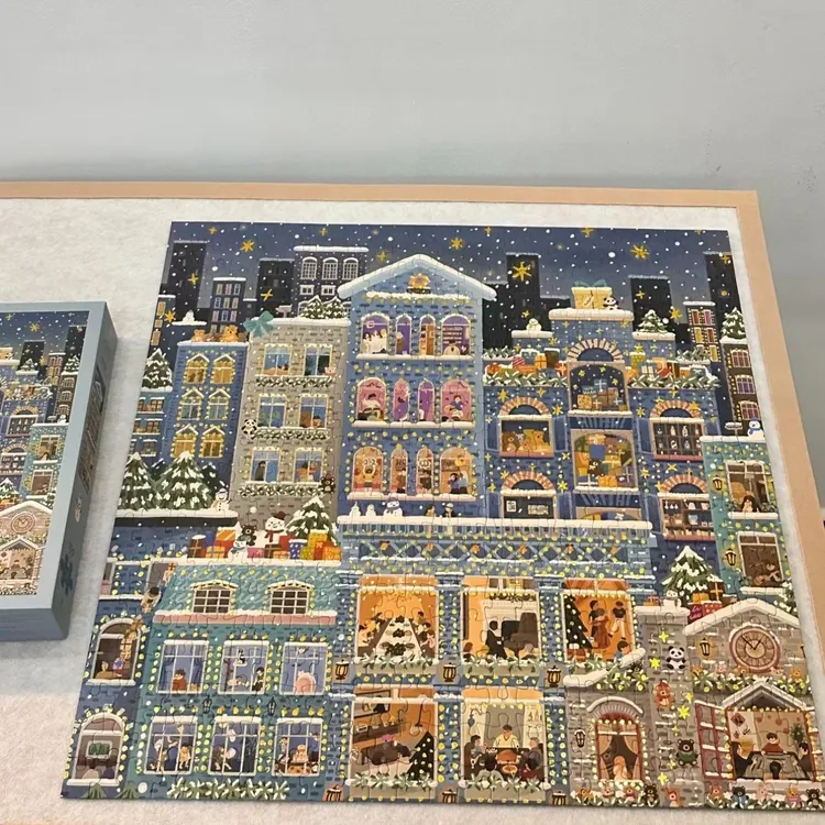 雪夜500片全系列拼图春夏秋冬圣诞冬日灯图节日之夜成人圣诞礼物