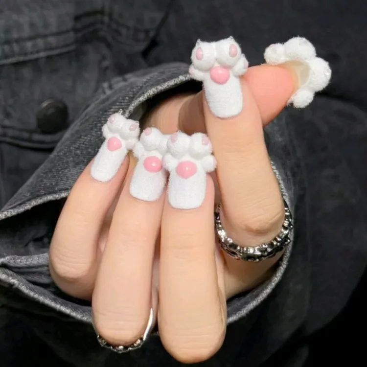 直播间搞怪可爱搞怪纯手工穿戴美甲甲片美甲片秋冬冬天贴片