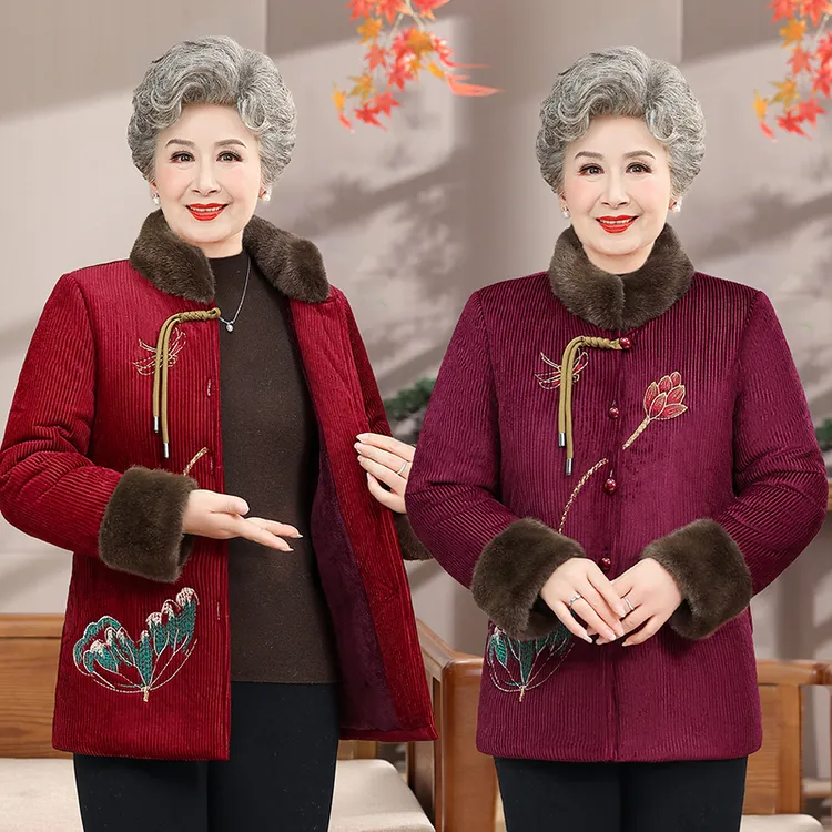 中老年女装中老年妈妈装外套老太太秋冬装加厚棉衣保暖冬季奶奶装