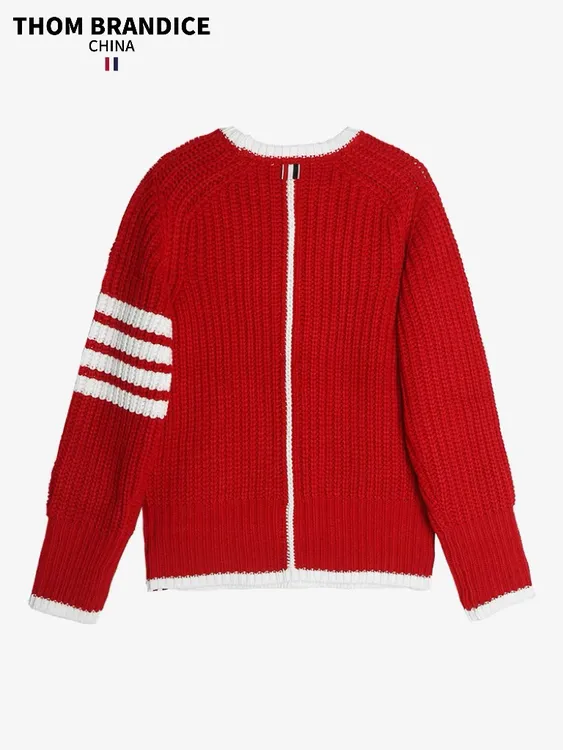 TB【官方旗舰】THOM汤姆布郎中国红纯羊毛厚款粗针织毛衣秋冬圆领