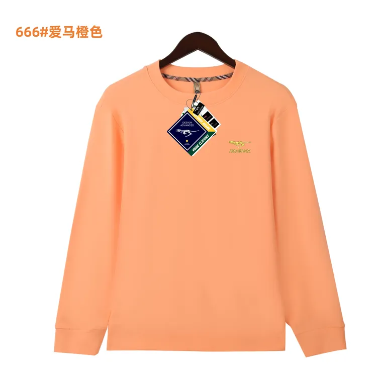 纯色情侣宽松刺绣橙色发热绒保暖卫衣宽松型男士