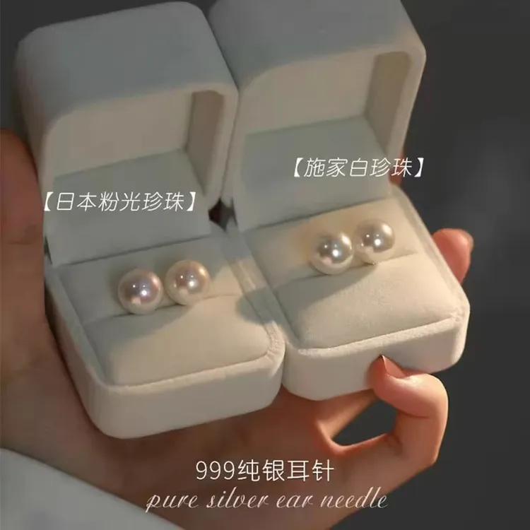 CK 足银耳饰 999纯银施家珍珠耳钉2025年新款轻奢耳环正品女耳饰