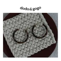 DODOGOGO 合金皮质耳饰 豹纹缠绕圈圈复古设计感耳圈气质百搭耳环