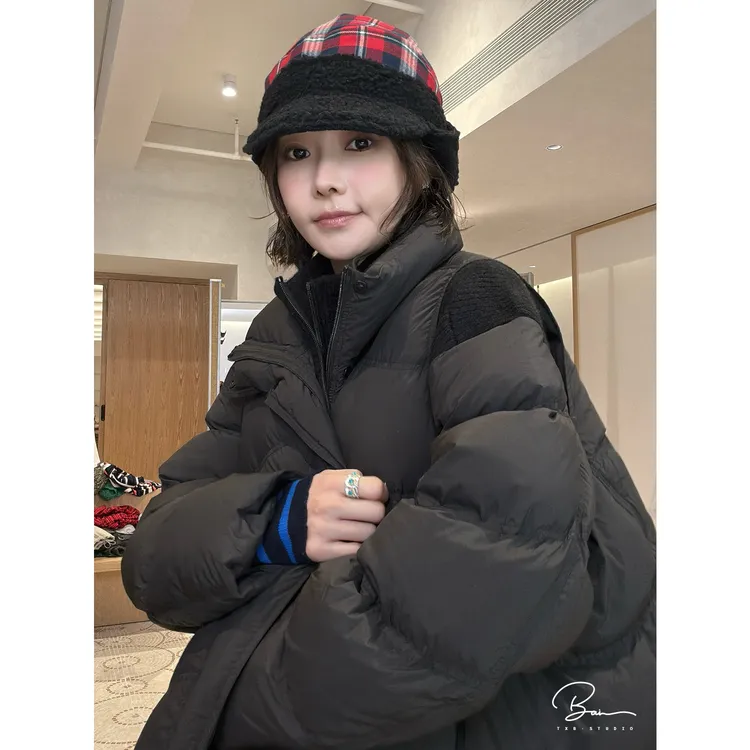 TXB 针织拼接面包羽绒马甲真两件白鸭绒保暖外套XB-7949