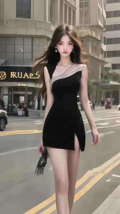 轻奢优雅高级千金风黑色斜领收腰修身显身材包臀连衣裙女氛围感
