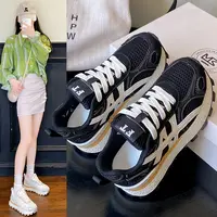 珍珠 2025秋季透气千金风时尚休闲鞋女网面鞋厚底阿甘鞋628