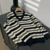 【老头女装定制】 秋冬宽松套头条纹针织衫 X-25213