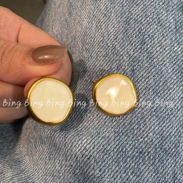 铜合金耳饰 【奶油】高端定制小众洋气百搭精致气质耳饰 A93