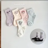 【秋款上新】女童袜子秋款粉色系蝴蝶结女宝卡通袜百搭中筒棉袜