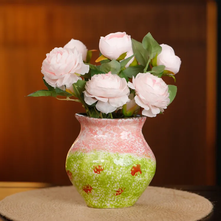 陶瓷手作小清新钱袋花瓶摆件