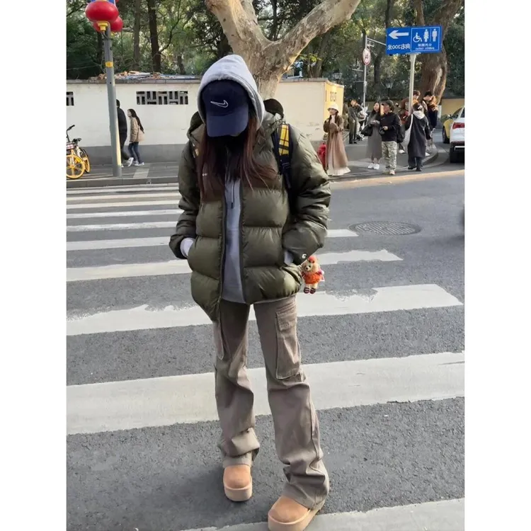 美式复古棉服女2025冬季新款加厚保暖连帽面包服宽松百搭棉衣棉袄