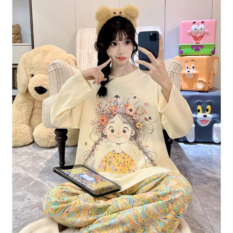 睡衣女大童12-15岁少女孩长袖初中学生150-155cm高级感可外穿卡通