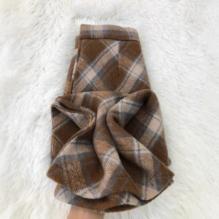 大码胖mm毛呢格子半身裙女秋冬百搭中长直筒开叉格纹a字包臀长