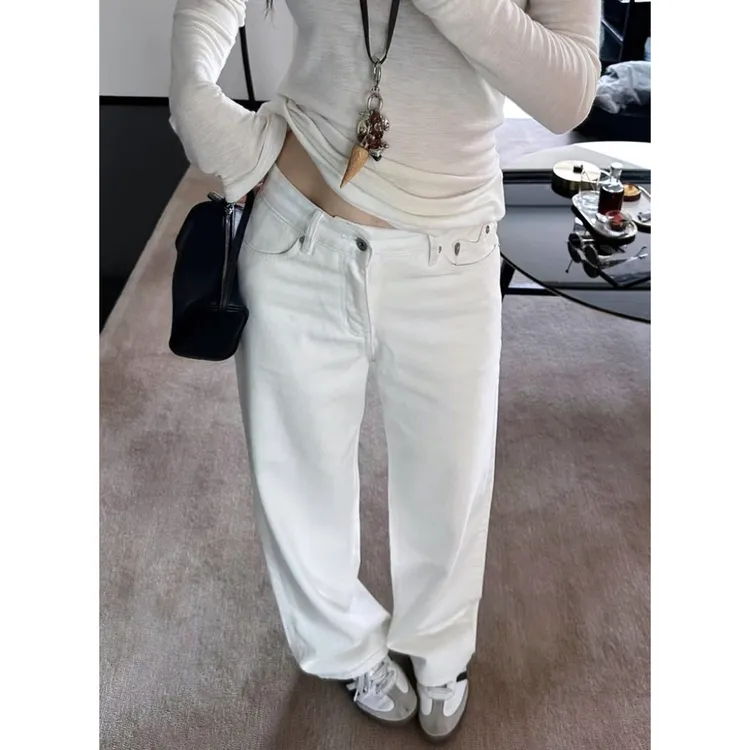 【秋季新款】MT'白色直筒牛仔裤' 新款直筒垂感显瘦裤子百搭时尚