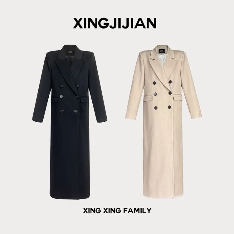 XINGXING  秋日信笺  春秋气质时尚经典黑色女士轻奢设计师款风衣