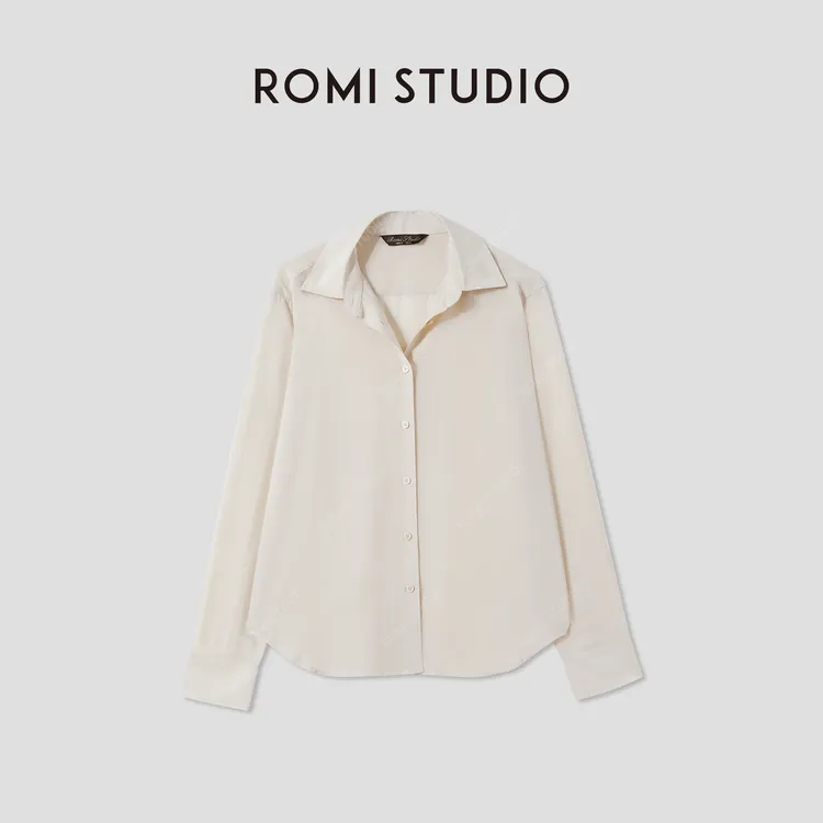 ROMI STUDIO 醋酸莫代尔桑蚕丝轻盈薄透凉感翻领衬衫 RWCRSW3600