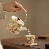 仿古珐琅彩喜上眉梢提梁壶家用陶瓷泡茶壶泡茶器高档中式功夫茶具