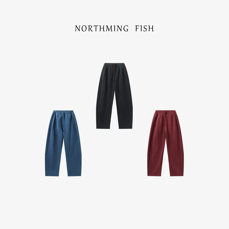 NorthMing fish「灯红酒蓝」宝藏神裤 腔调感十足时髦抽绳休闲裤