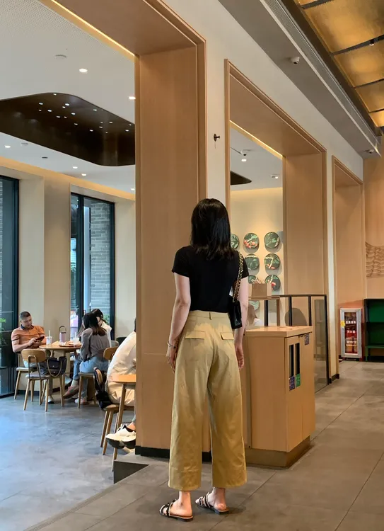 LEIYUXI春夏老钱风卡其色梨形显瘦直筒九分裤中腰百搭阔腿