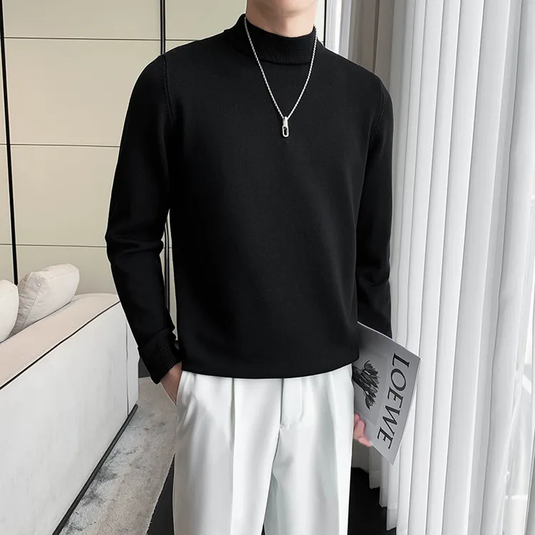 阿航秋冬经典百搭纯色加厚小高领打底毛衣修身半高领针织衫长袖