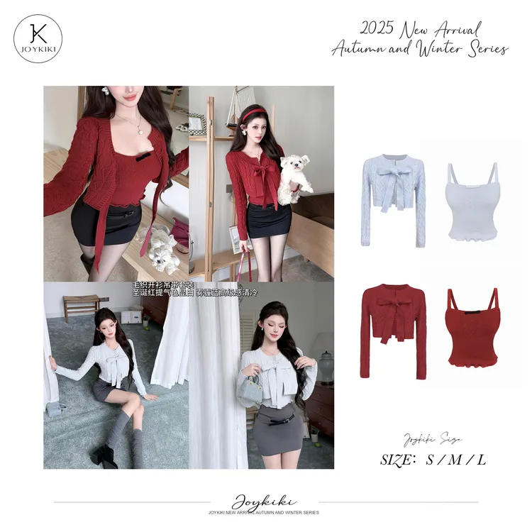 JOY KIKI鹅了么【恋爱响铃】秋冬粗麻花编织纯欲甜美毛衣J25D070