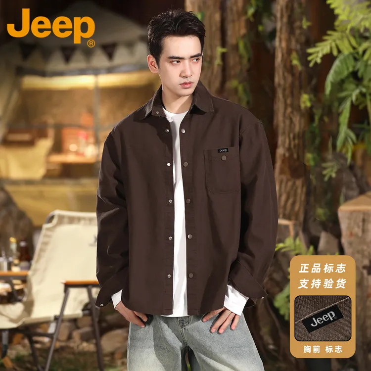 JEEP/吉普户外休闲长袖衬衫男款春秋季2025新款外穿工装牛仔外套