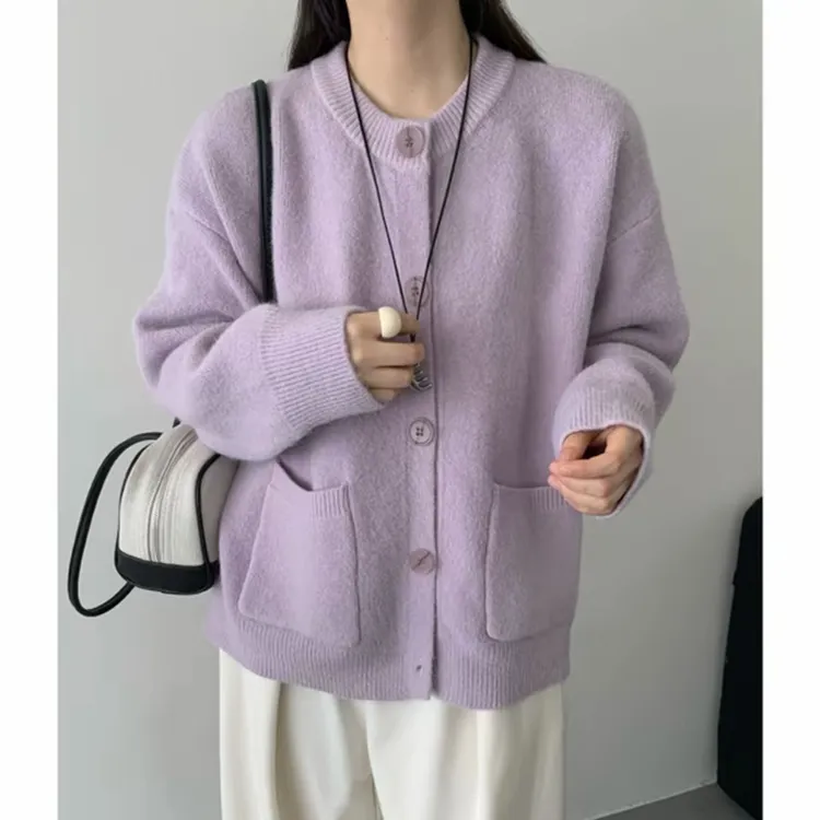 【口袋款➕洗衣网袋】慵懒风宽松版针织开衫女秋冬外穿百搭上衣