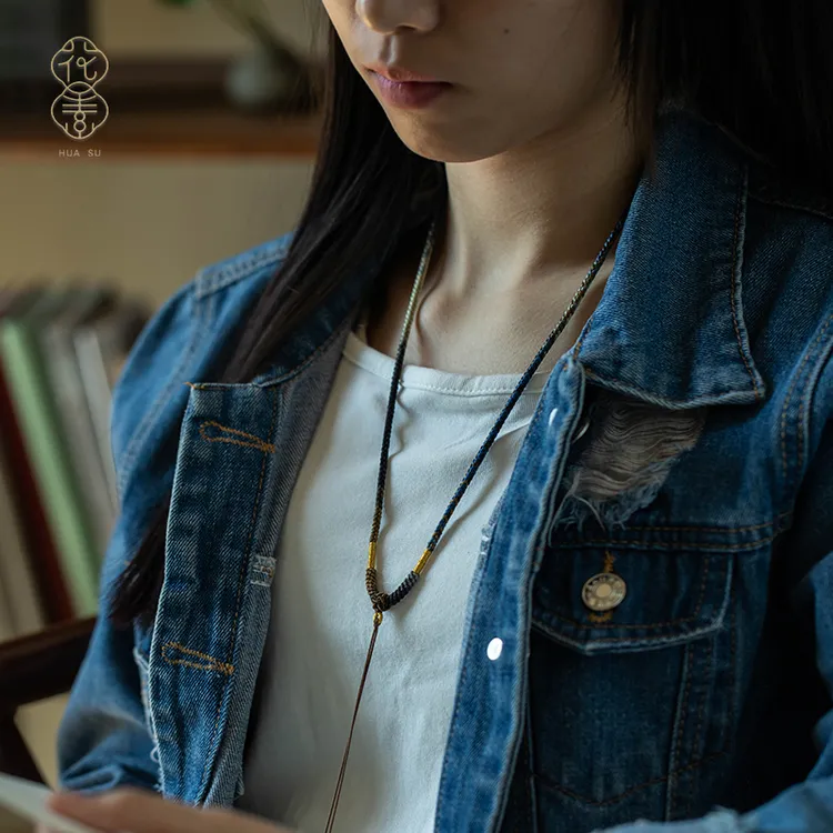 时髦项链挂绳手编精致星空渐变配绳高级感可调节编织绳子