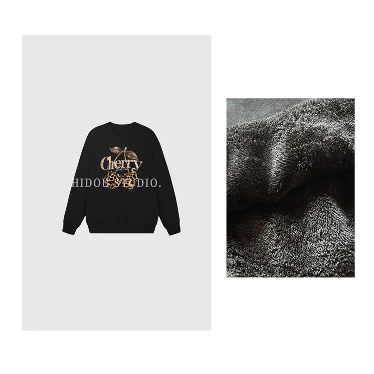 【痘痘私服】|【豹纹樱桃】480g复合北极绒圆领卫衣