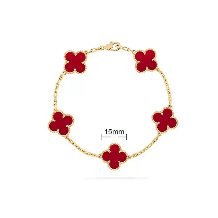 925银手链 镀18K金五花四叶草时尚百搭手链商品图